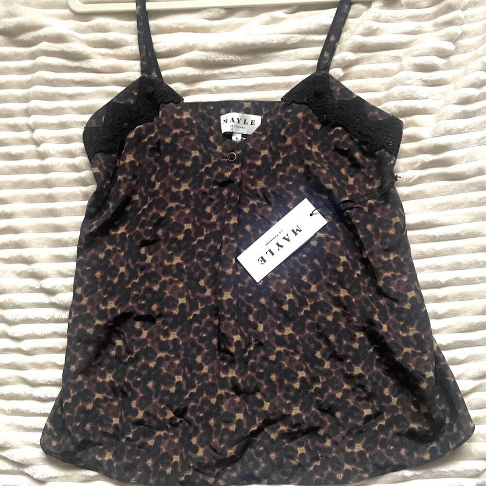 Mayle Carlita Leopard Print Silk Camisole NEW with TAG, Size 8